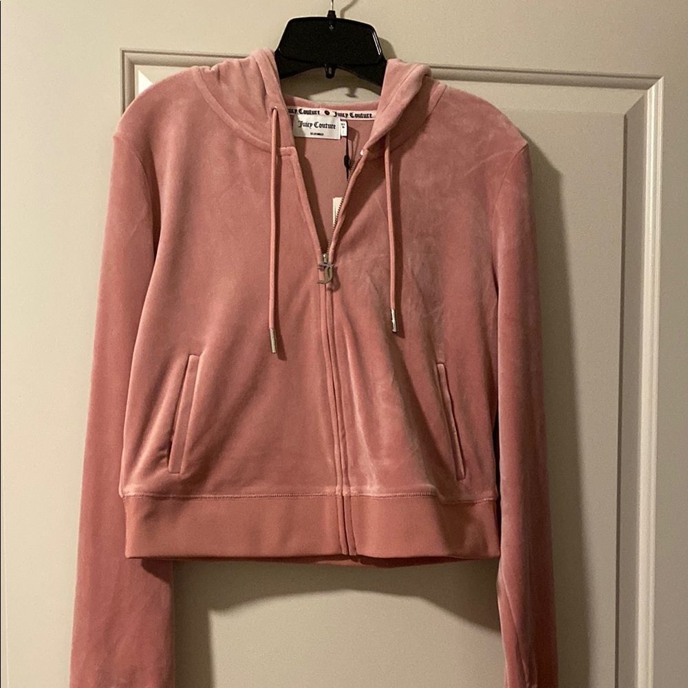 Juicy Couture Blush Velour Zip-Up Hoodie